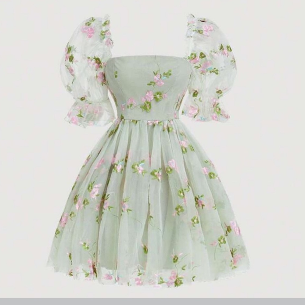 Floral Green Ladies Dress